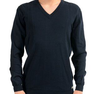 Versace VJC Men's Navy Blue V-Neck Sweater